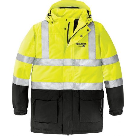 20-J799S, Small, Safety Yellow, Left Chest, Arrow Building Center - LBM (black).
